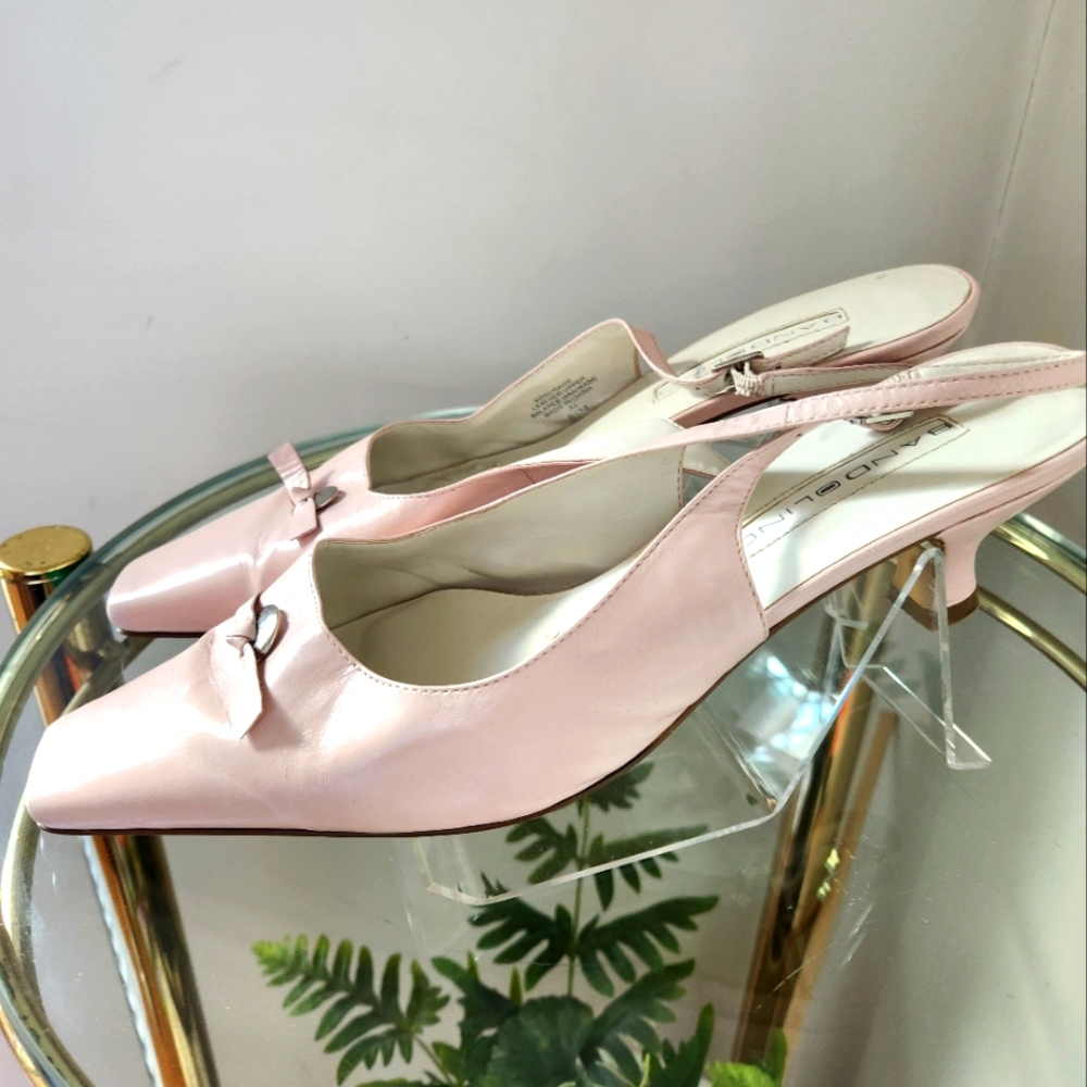 Pink Leather Slingback Shoes Low Heel Bandolino BDSLOAN Womens 8.5 VGUC